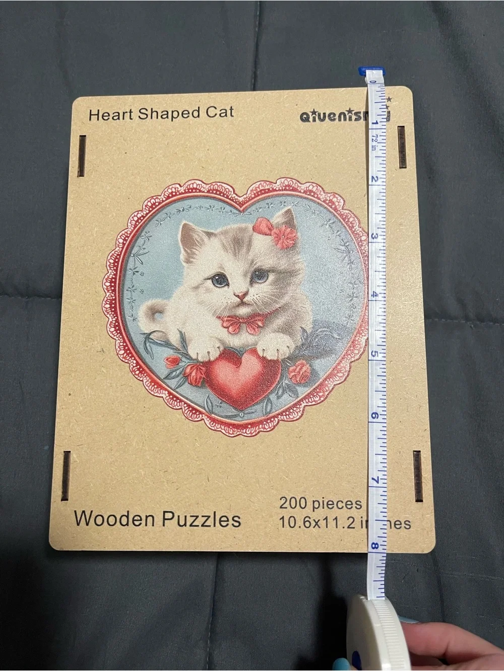 Pink Heart-Shaped Cat Wooden Puzzle - 200 Pieces + Wooden Box